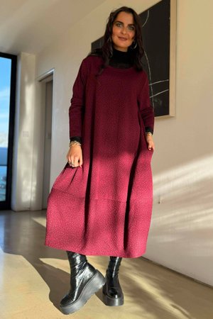 Copenhagen Crackle Cocoon Dress Burgundy